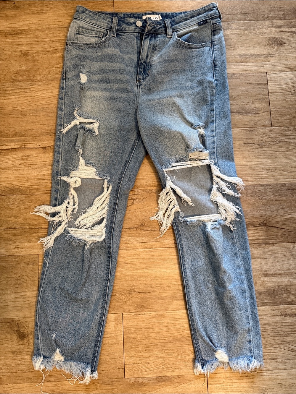 Cello Light Blue Distressed Boyfriend Jeans